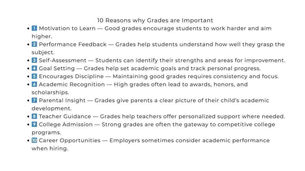 10 reasons why grades are important