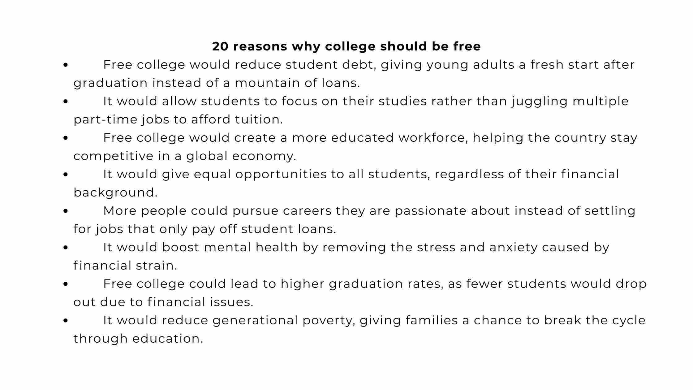 20 reasons why college should be free