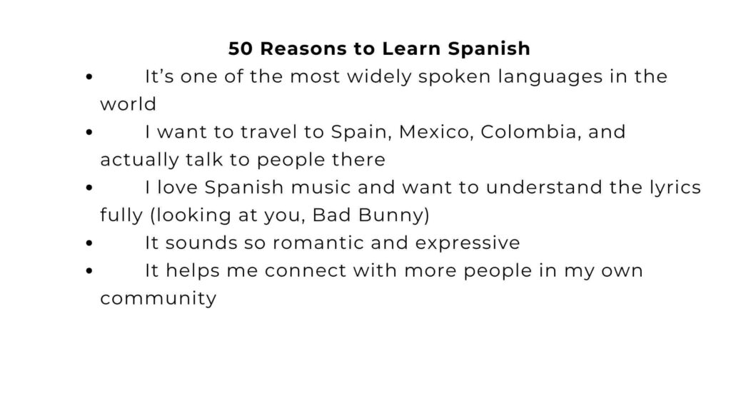 50 Reasons To Learn Spanish
