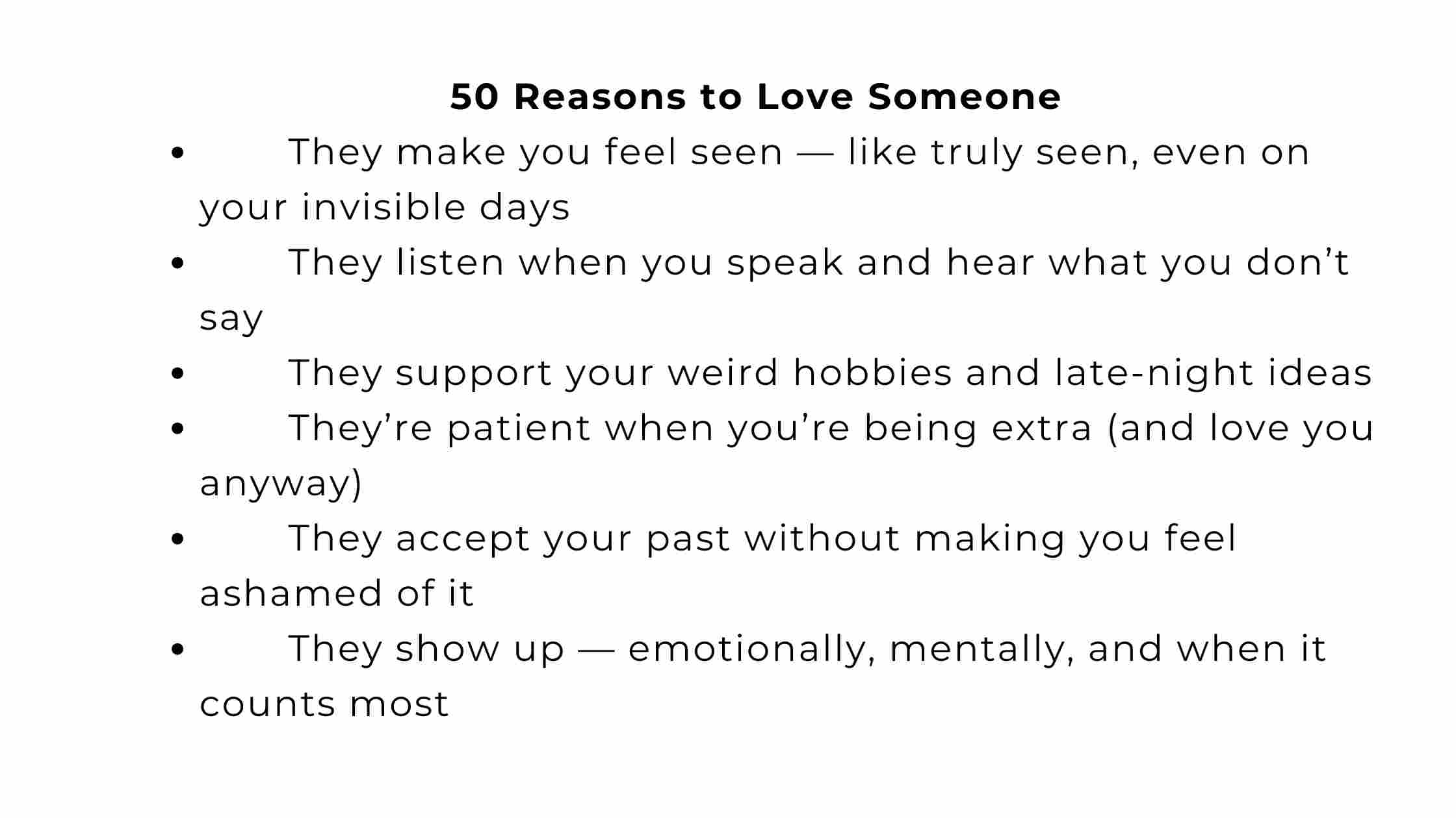 50 Reasons to Love Someone