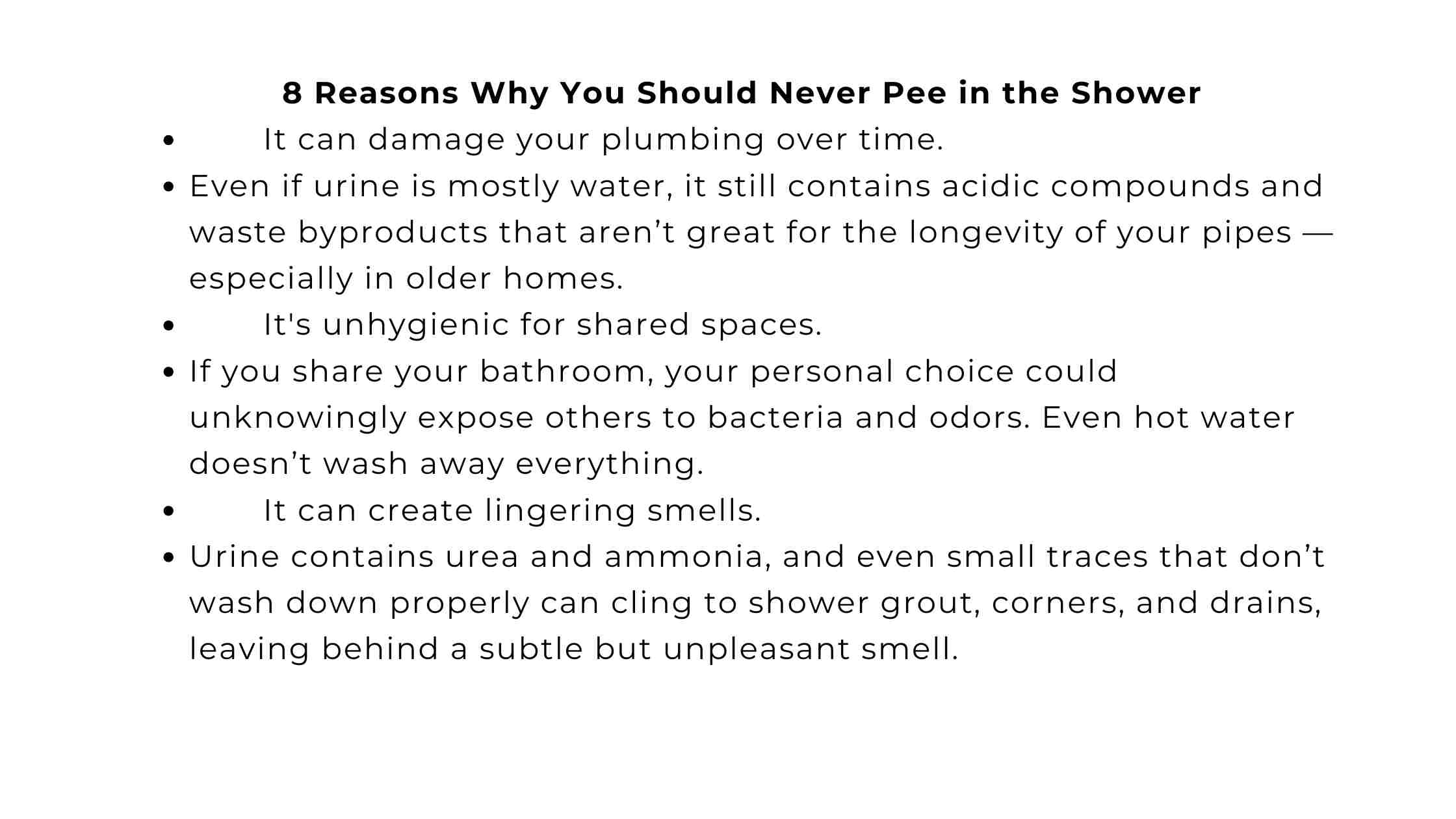 8 Reasons Why You Should Never Pee in the Shower